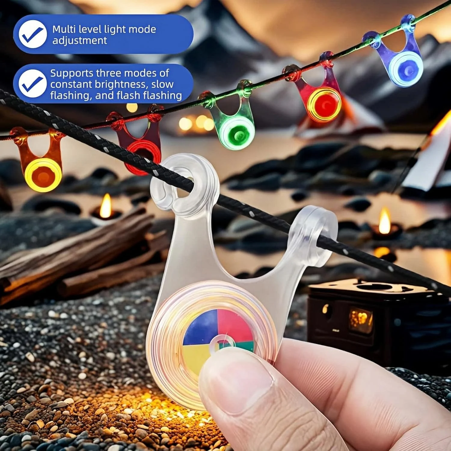 Warning String 10pcs LED Tent String Rope Guard Hanging Light Mini Flashlight ...