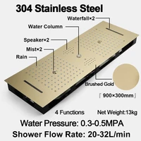 ชุดฝักบัวอาบน้ำแบบติดเพดานสีดำ M Boenn 6 ฟังก์ชั่น สำหรับคู่รัก พร้อมลำโพงเพลงในตัว ก๊อกน้ำร้อนน้ำเย็นสำหรับห้องน้ำ 5