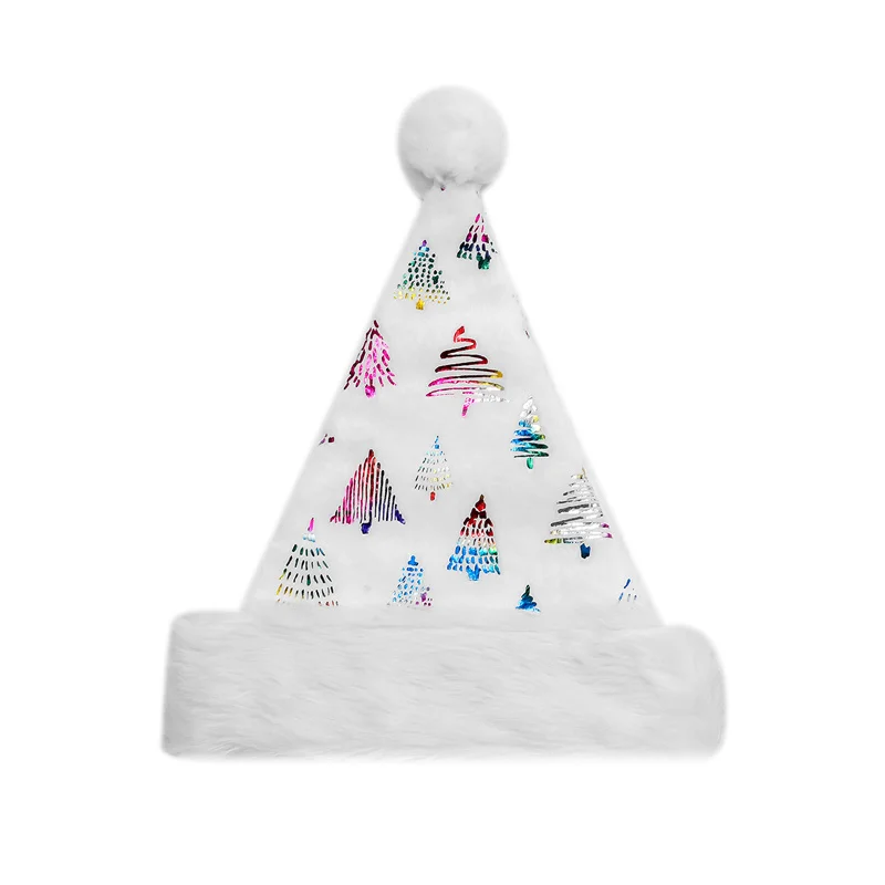 White Colorful Tree Christmas Hat Christmas Gift Santa Claus Cap Xmas Warm Hat Adults Favor Decor For Home