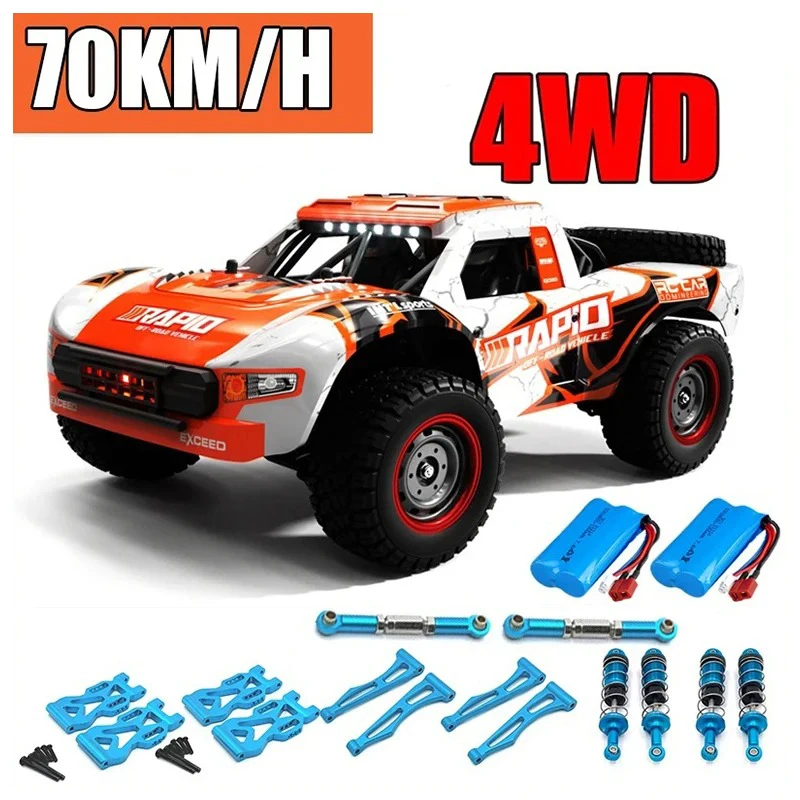 q130-子供と大人のためのライト付きリモコンカー高速移動トラック1-12-rc70-km-h4wd