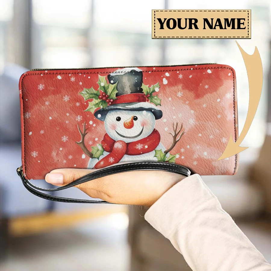 

Рождественский женский кошелек, милый кошелек на молнии с принтом снеговика, брендовые дизайнерские кошельки с несколькими отделениями для карт для женщин, трендовые сумки 2023