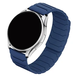 Magnetic Silicone Loop Strap - Soft, Adjustable Wrist Band Bracelet, 22mm/20mm - 1PCS 22mm (B - Blue)