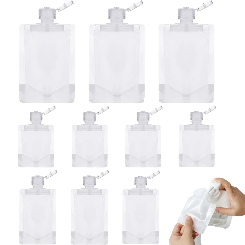 

50Pcs 30ml/50ml/100ml Travel Size Empty Squeezable Stand Up Pouch For Toiletry Lotion Shampoo Shower Gel Bags Cosmetic Container