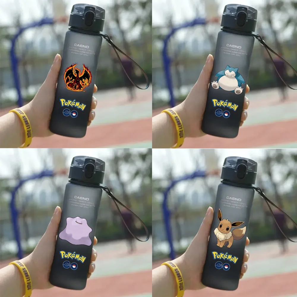 

Pokemon Black Water Cup Mewtwo 560ML Portable Plastic Cartoon Charizard Pikachu Adult Outdoor Large Capacity Sports Water Bottle