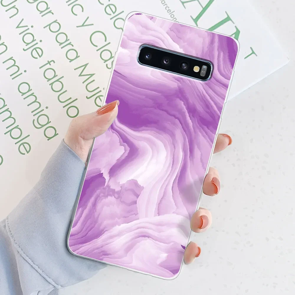 Stylish Watercolor Marble Transparent Silicone Back Bumper Case for [Brand Name] Galaxy S10 Series