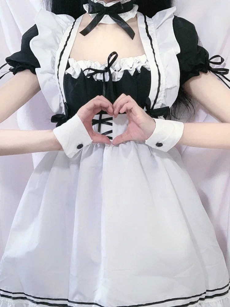 Maid Lolita Chemise Cosplay Role Playing Costumes For Party Club Stage Apparel Bow Ties Ball Gowns Waitress Uniform Plus