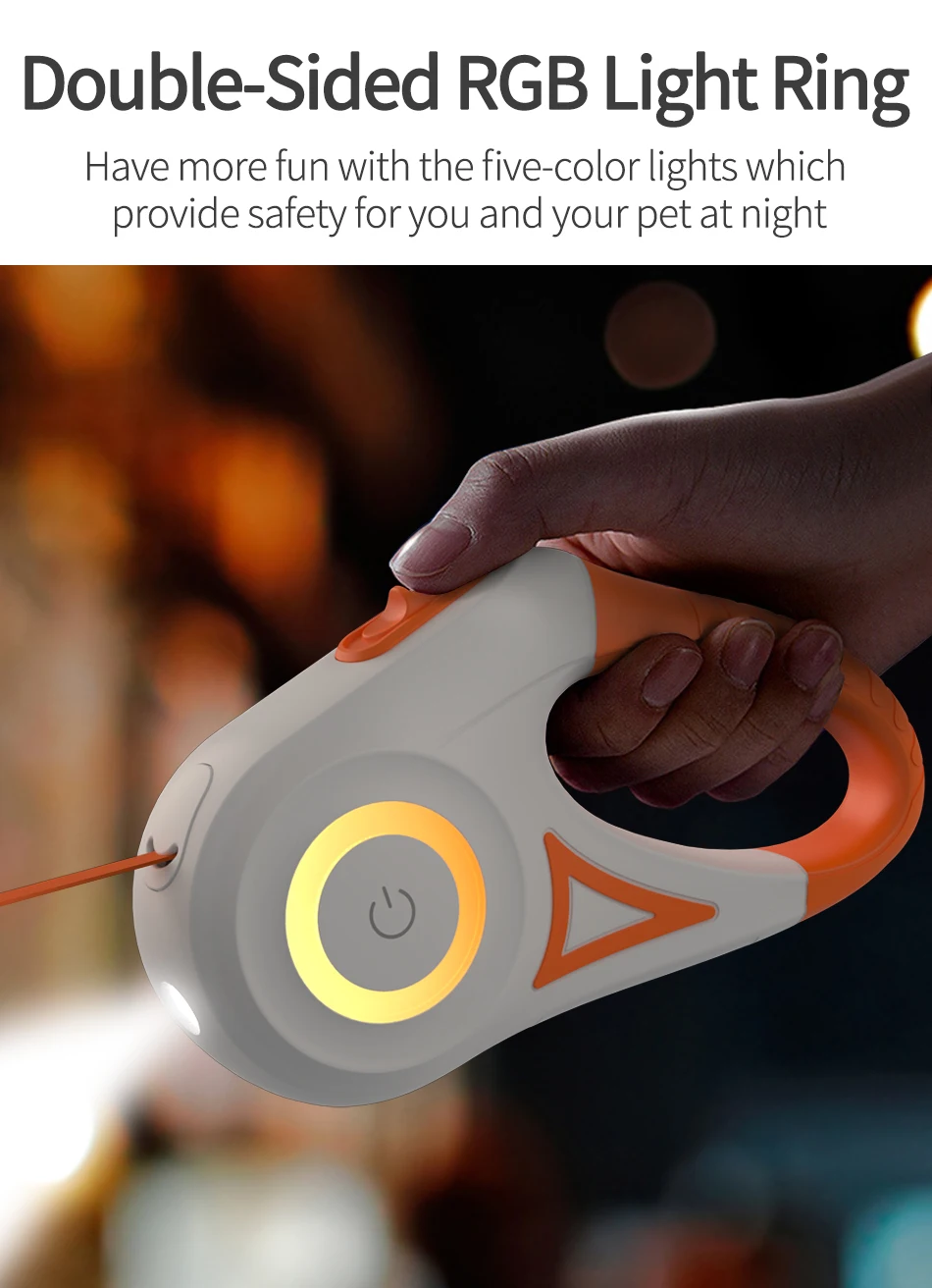 5M Automatic Dog Leash Retractable LED Luminous Leading Fashion Light Straps For