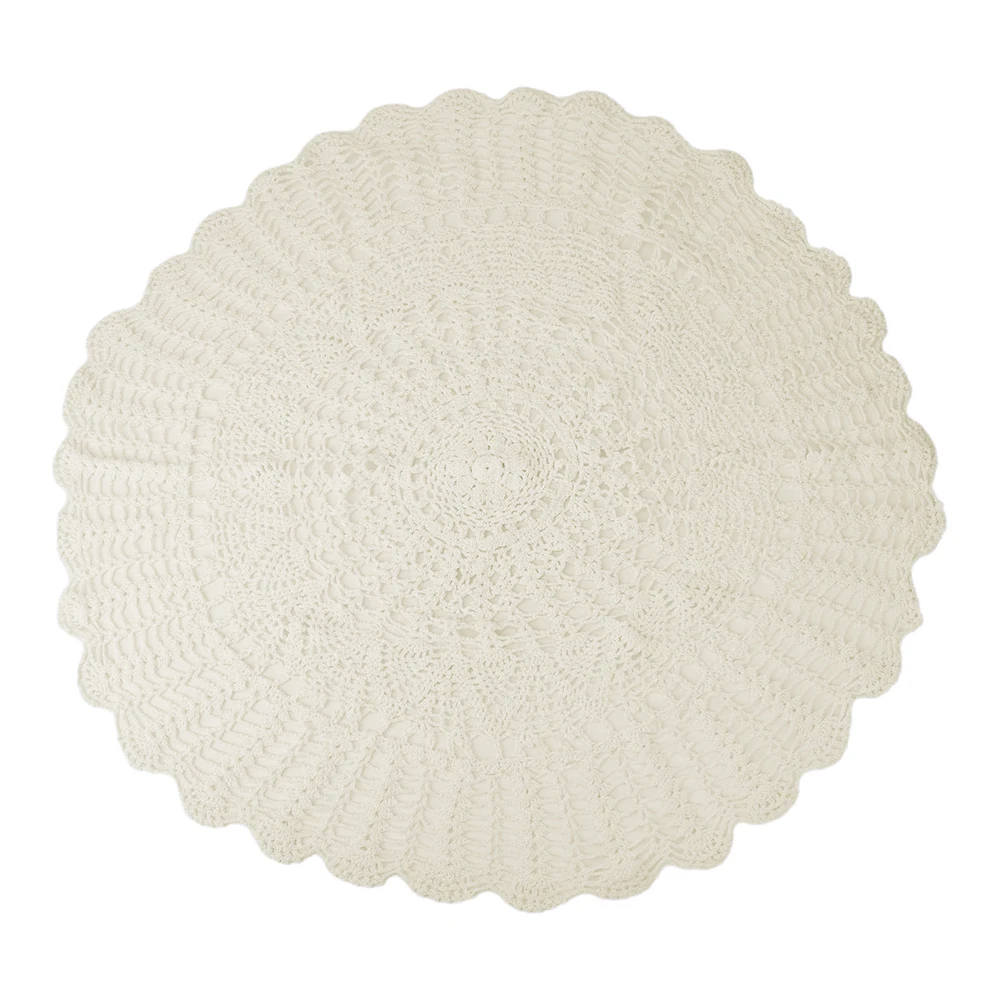 

Exquisite Handmade Cotton Crochet Lace Round Placemat Tablecloth For Home Decor