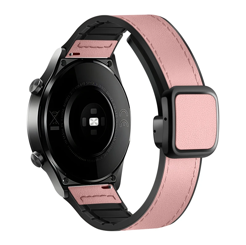 Dual-Material Leather and Silicone Watch Strap - 22mm/20mm Adjustable Band