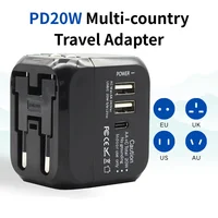 All-in-One Travel Charger Power Adapter EU/US/UK/AU Plug Universal Travel Adapter 2 USB Type C Fast Charging Travel Wall Charger - Image 2