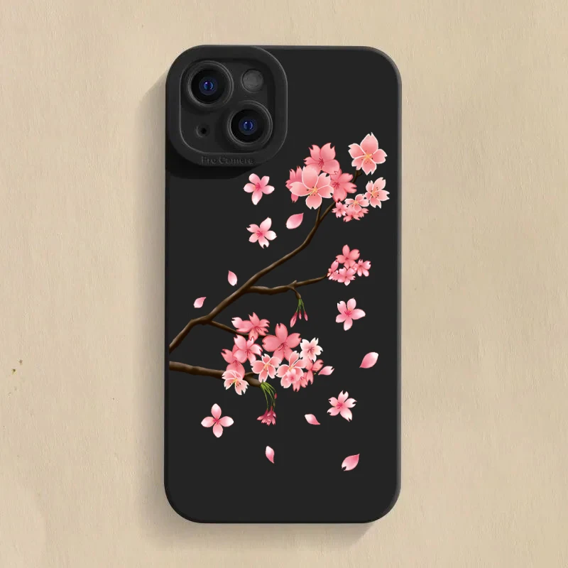 Pink Cherry Blossom Silicone Soft Phone Case