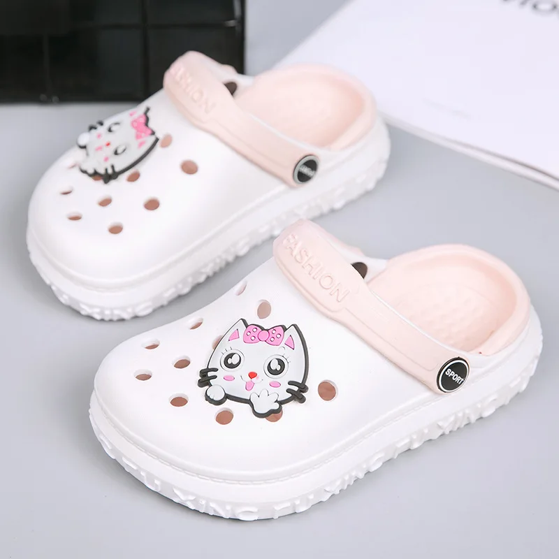 

3-9y Kids Mules & Clogs Summer Boys Girls Sandals Eva Flat Cartoon Panda Soft Sole Cute Beach Slippers Children Garden Shoes H22