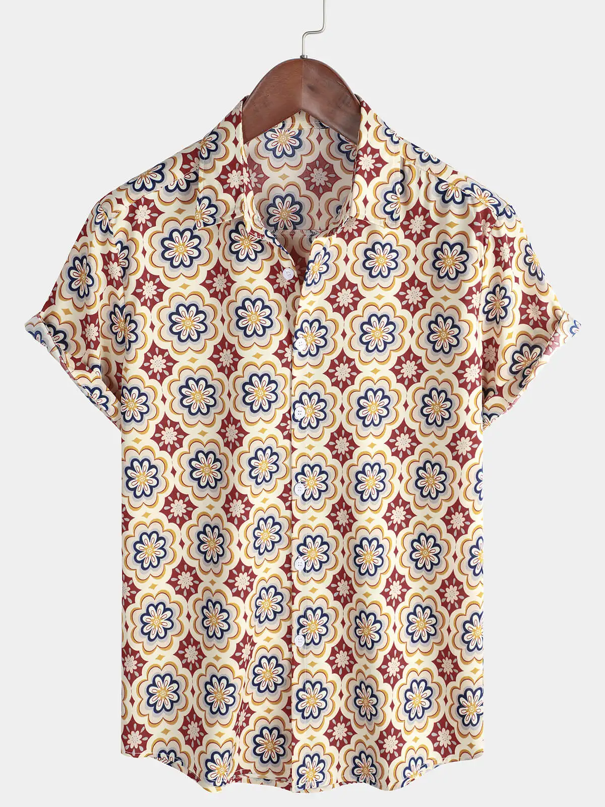 Mens Striped Casual Holiday Short Sleeve Orange Summer Button Down Shirt Hawaiian Shirt Summer Spring Lapel Button Down