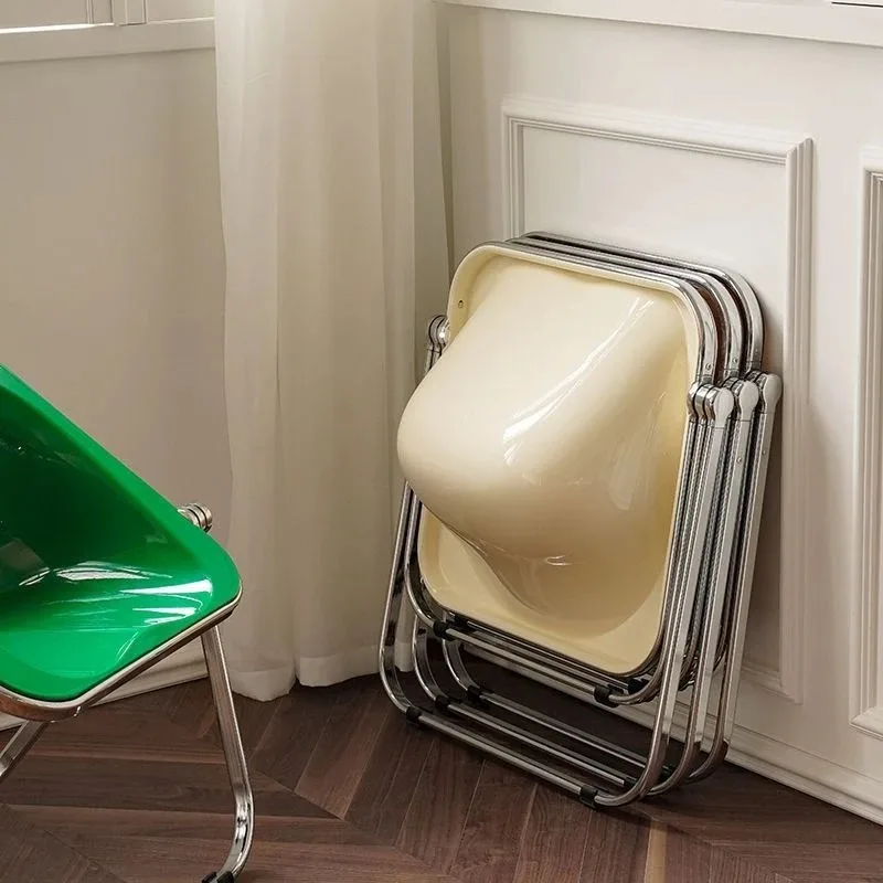Living Room Chairs Simple Folding Modern Portable Chairs Bedroom Metal Bench Legs Acrylic Vanity Chair Stool Home Furnitures