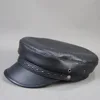 Winter Genuine Ladies 100% Cowhide Leather Baseball Women's Flat Cap Warm Army Military British Vintage Patrol Cadet Elegant Hat 6