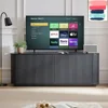 64" Sideboards with Storage, Adjustable Shelves, Wooden Vertical Striped Cabinet, Accent Cabinet, Modern Sideboards 4