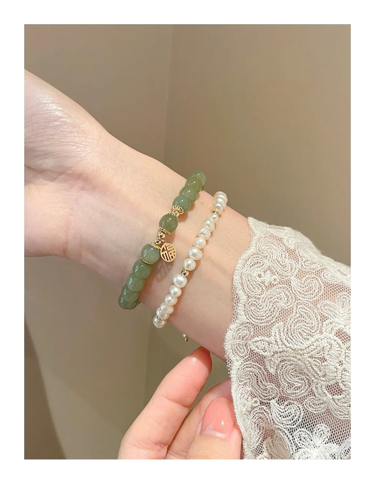Frauen Hochzeit Geschenk Armband Natürliche Lila Farbe Hetian Jade Perlen Armband Armreifen für Frauen Perlen Strang Armband Schmuck – Detail 7
