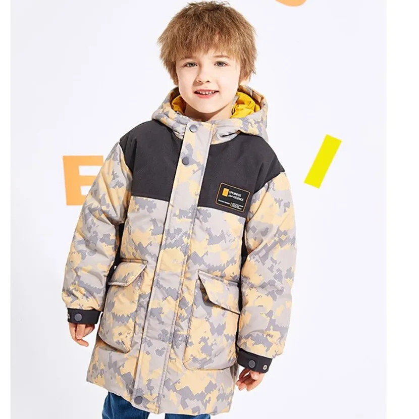 

Winter new Children Down Jacket Windproof Warm Thicker Coat Boys Camouflage Print Hooded Outerwear Christmas Clothing A2061