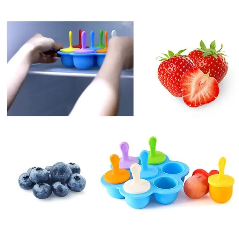 Ice Cream Mold Silicone Popsicle Bar Reusable Non-stick Ice Cube Tray Homemade Food for Kids Mini DIY Family Party Essentials