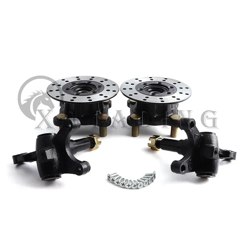 1 Set Steering Strut Knuckle Spindles with 100mm*4 Stud wheel Hub 130mm Brake disc For ATV UTV Buggy Go Kart Quad Bike Parts