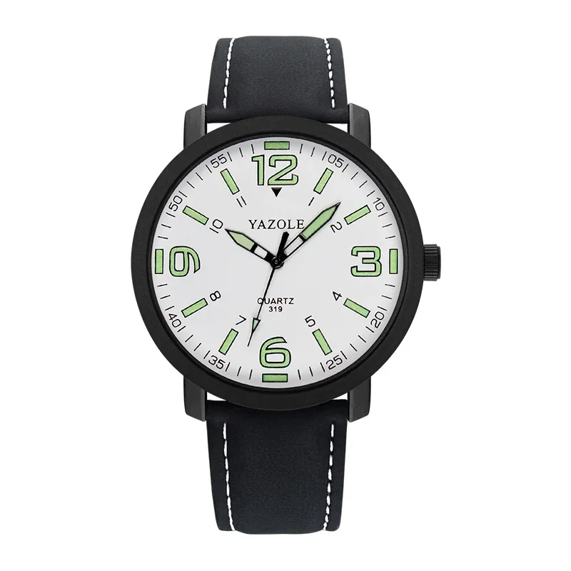 Luminous Analog Quartz Men's Watch with Leather Strap - YAZOLE Fashion Collection