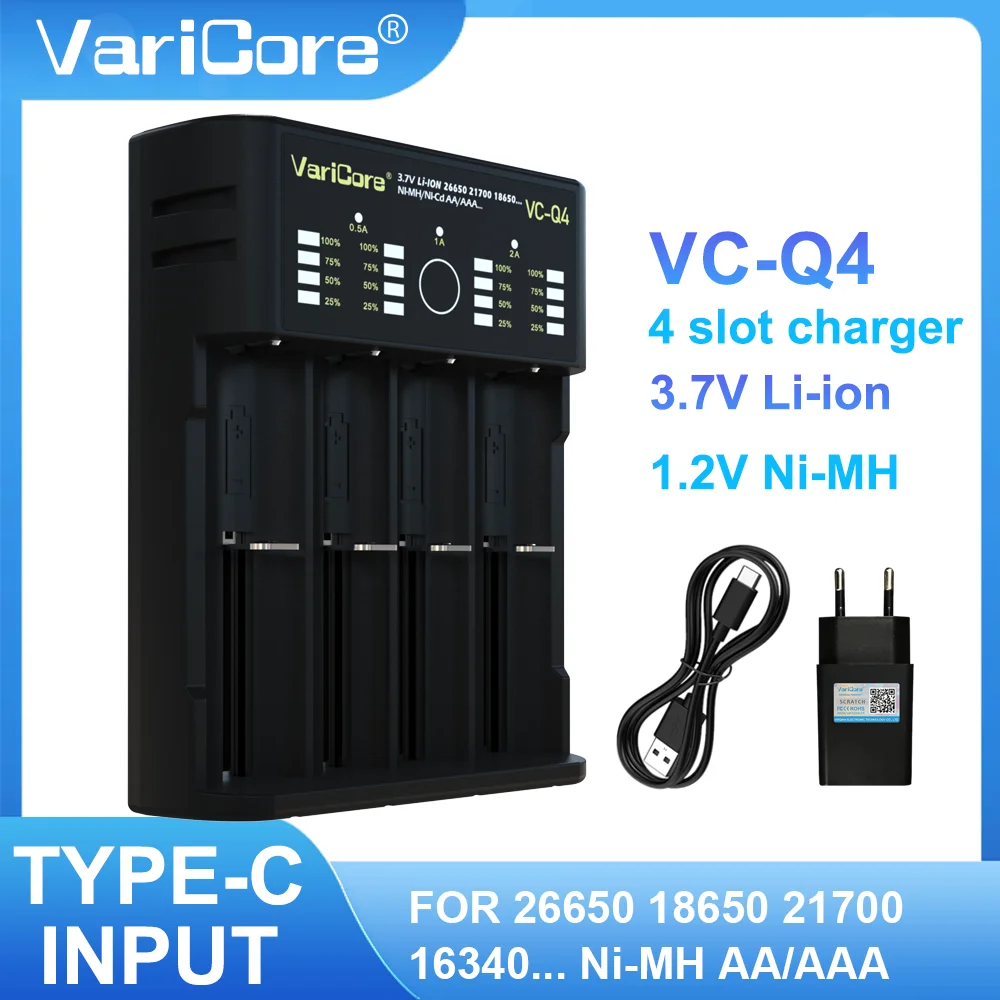 Battery Charger VariCore VC-ALL4 VC-Q4 VC-TC2 For 3.7V 18650 etc. 1.2V AA AAA NiMH Lithium