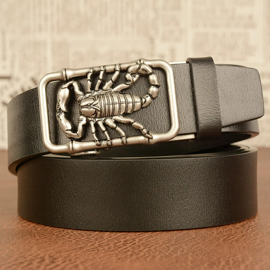 Men's Genuine Leather Wallet With Chain - Scorpion Design, Zip-Around Hunter Style - View #2