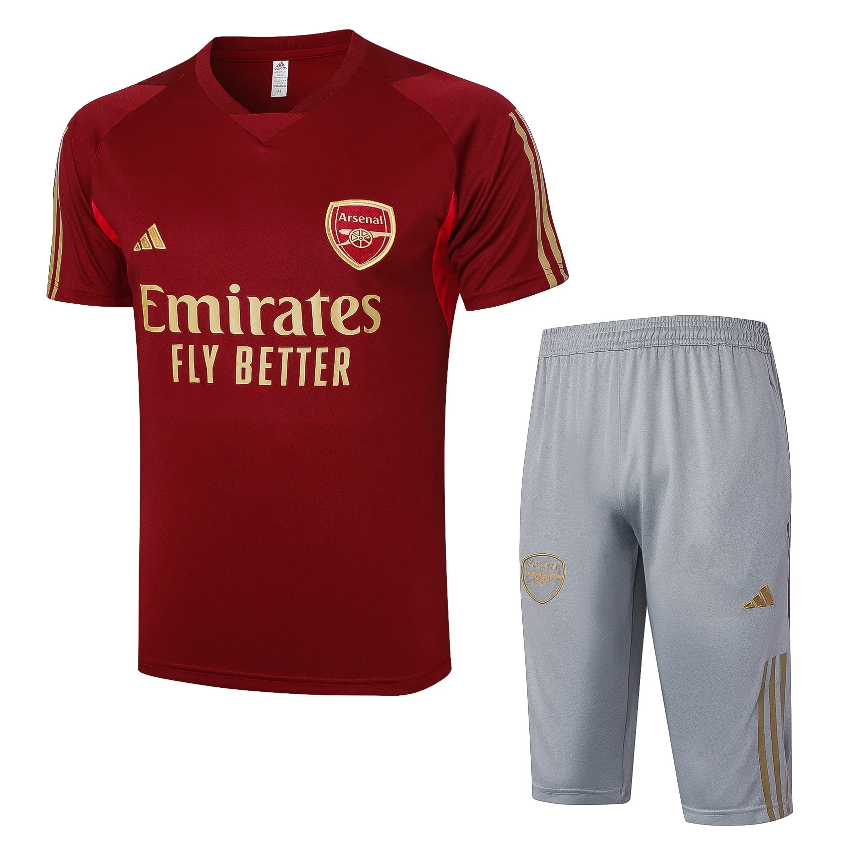 Adidas Soccer Jerseys Men Short-sleeved and Cropped Trousers Graphic-Printed Performance Comfortable Training Suit Red