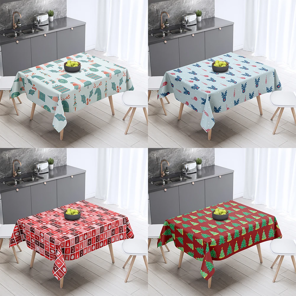 

Christmas themed printed tablecloth for home decoration rectangular gathering anti fouling dust cover