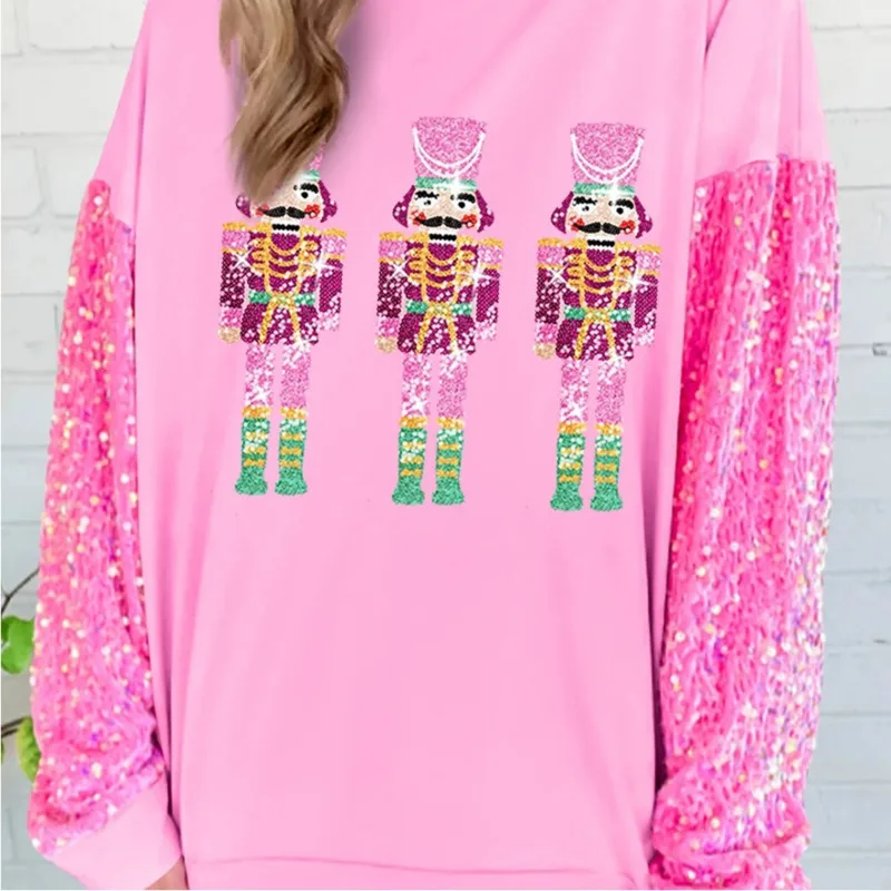 

Nutcracker Sweatshirt Nutcracker Sweater Woman Nutcracker Soldier Christmas Sequin Shirt Sweater Long Sleeve Costume