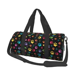Colorful Dog Paw Print Duffel Bags Waterproof Sports Gym Bag Travel Luggage Weekender Overnight Bags for Men Women
