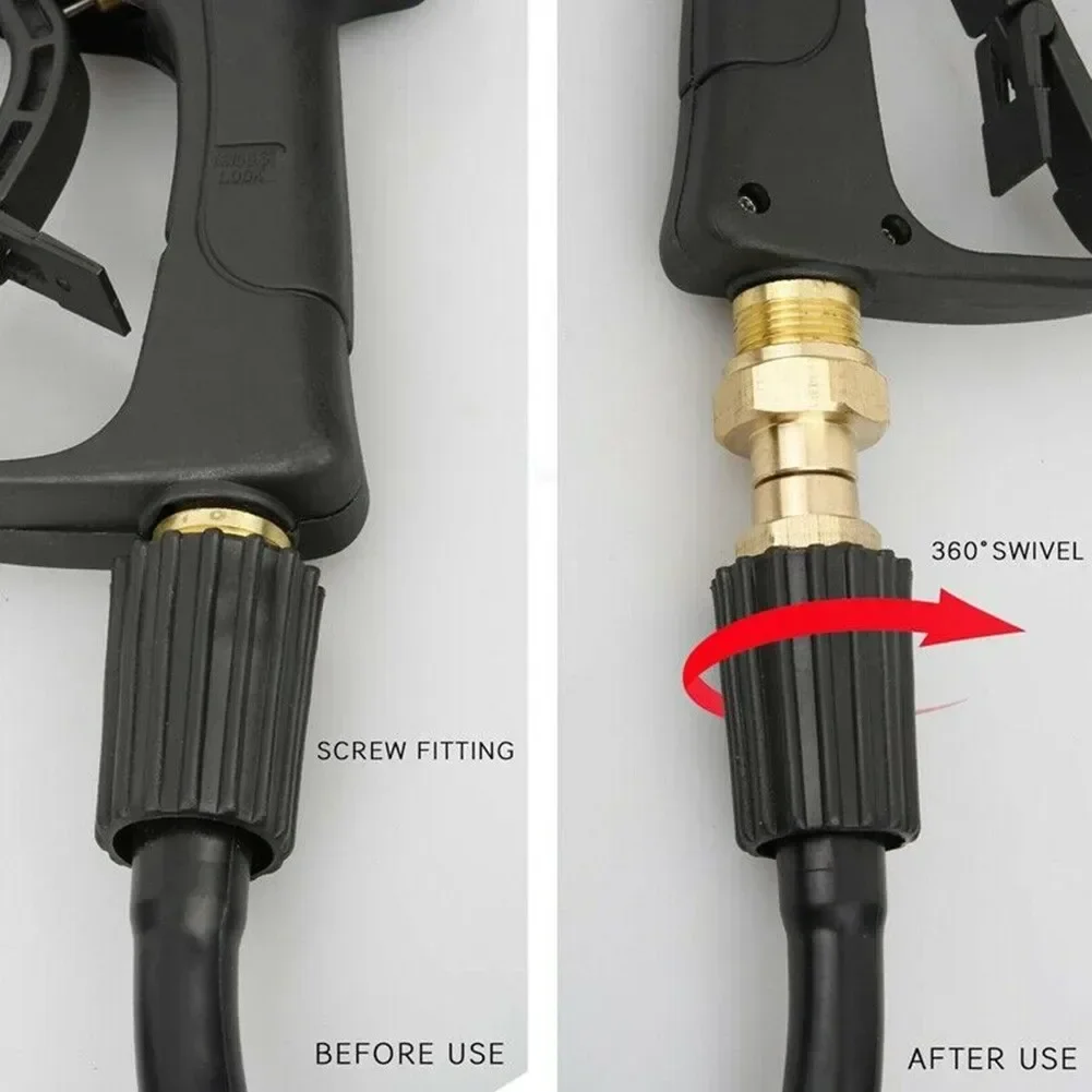 Brass High Pressure Washer Swivel Joint Connector Hose Fitting M22 14mm Thread Degree Rotation Hose Sprayer Connector pressure washer hose adapter garden hose expandable water hose water hose plastic hose expandable hose stainless steel hose