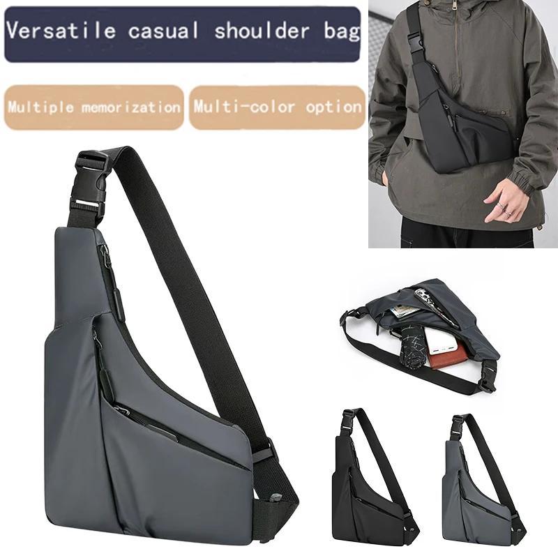 Black Waterproof Sling Chest Bag Multi Pocket Design Adjustable Strap Outdoor Bag For Hiking Travel Daily Commute