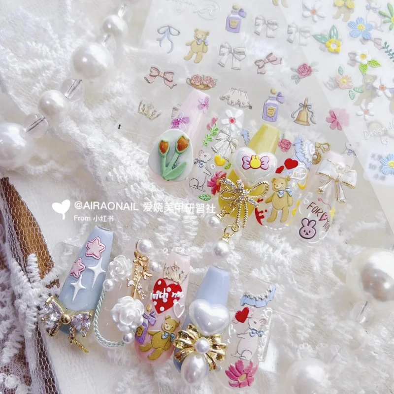 

Stickers Relief 939 Love Enchanting Cooperation 5d Nail Stickers Japanese Adhesive Nail Sticker Gift Bear