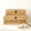Rattan and Cane Stacking Boxes with Glass Top Lid - Set of 2 for Boho, and Rustic Farmhouse Decor 2