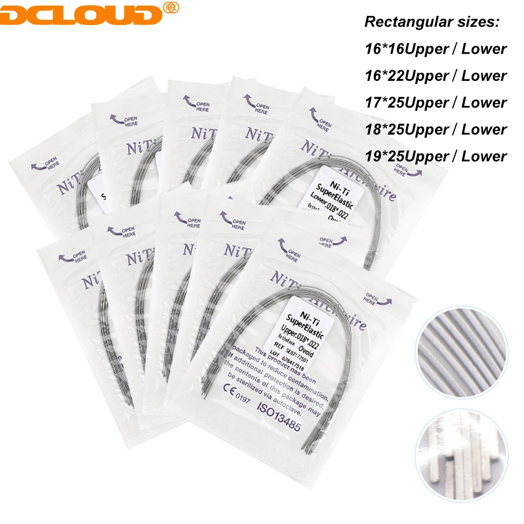 50 Fils Orthodontiques Niti Super Elastic Reverse Curve - Forme Ronde, Pour Orthodontie