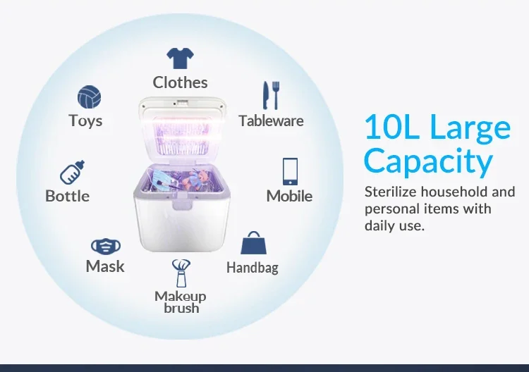 10L China brand factory smart heat glass electric portable box feeding lamp sterilization baby bottle sterilizer