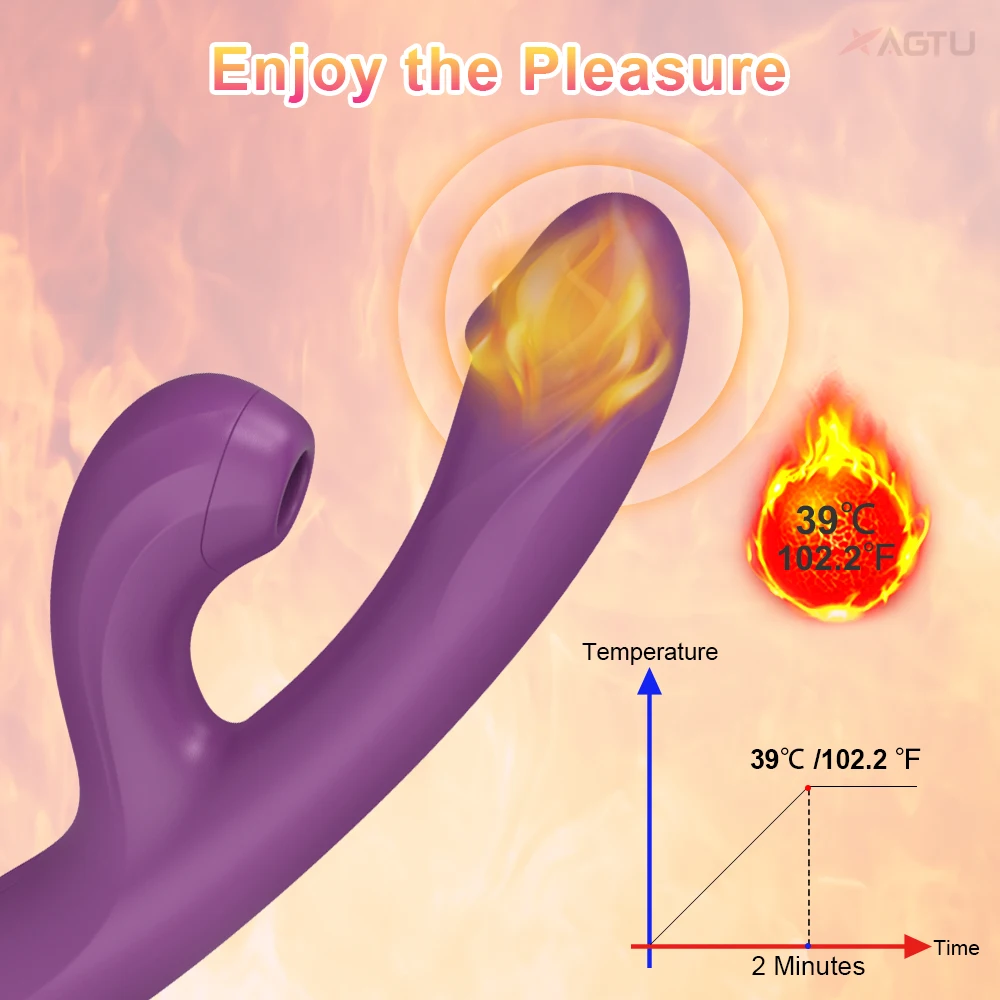 Clit Sucker Vibrator 2 in 1 Dildo For Women G-Spot Clitoris Vacuum Stimulator Heating Female Sex Toy