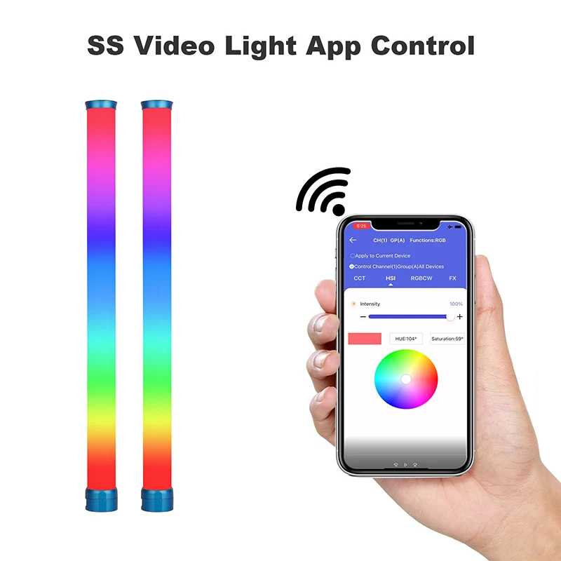 Sokani RGB 바이 컬러 LED 비디오 라이트 지팡이 스틱, 풀 컬러 디밍 2800, K-10000K 충전식 배터리, 앱 제어, X25