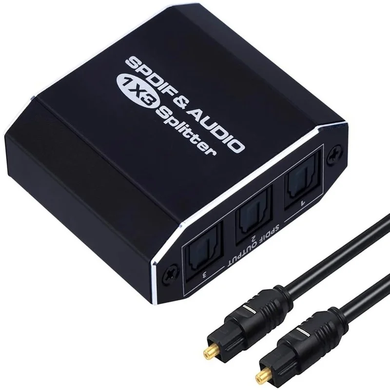 3 Way Spdif Toslink Optical Digital Audio Splitter 1x3 Aluminum Alloy
