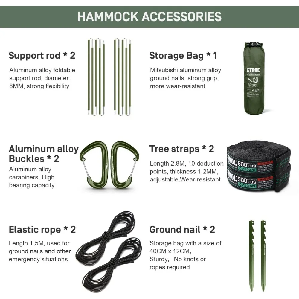 3 in 1 Function Parachute Portable Hammock with Mosquito Net,Double & Single Hammocks Tent for Travel Outdoor Indoor 6