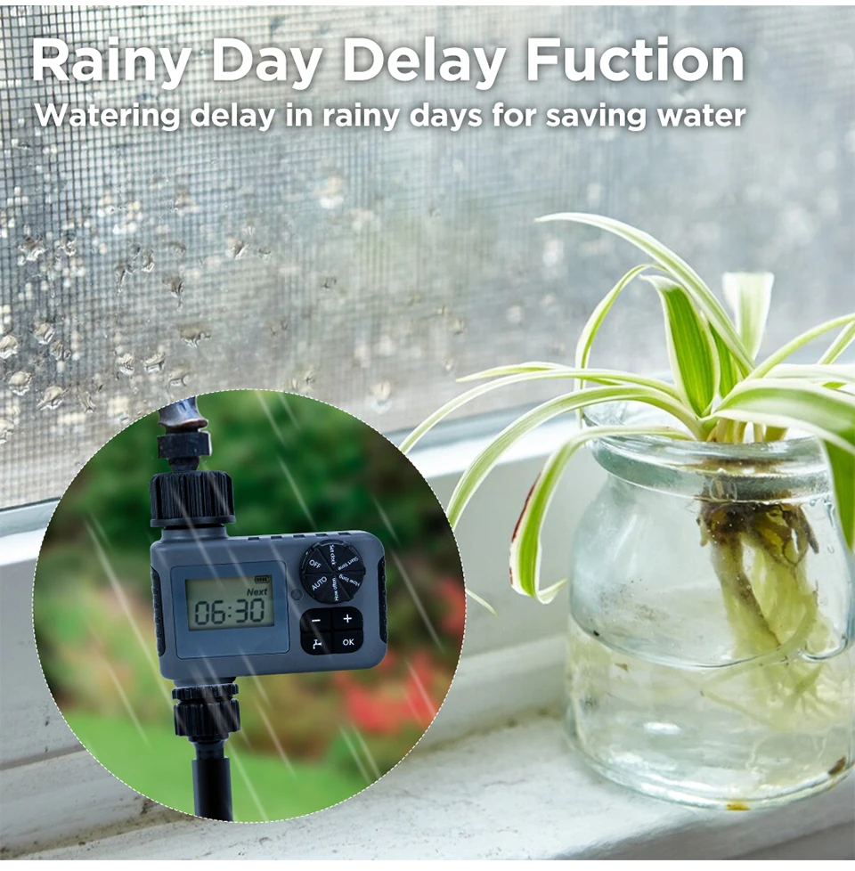 Smart Outdoor Automatic Watering System Adjustable Timer LCD Display IP55 Rated for Garden Lawn & Greenhouse Precise Irrigation