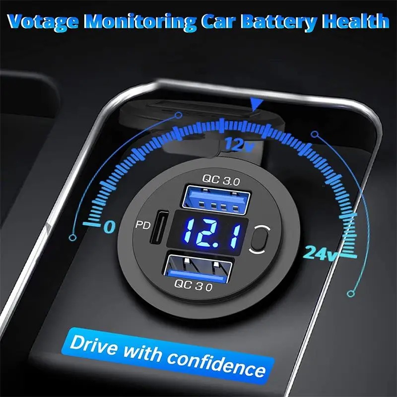 3 Ʈ 12V/24V USB    18W   3.0  20W PD USB-C ڵ  а   ġ
