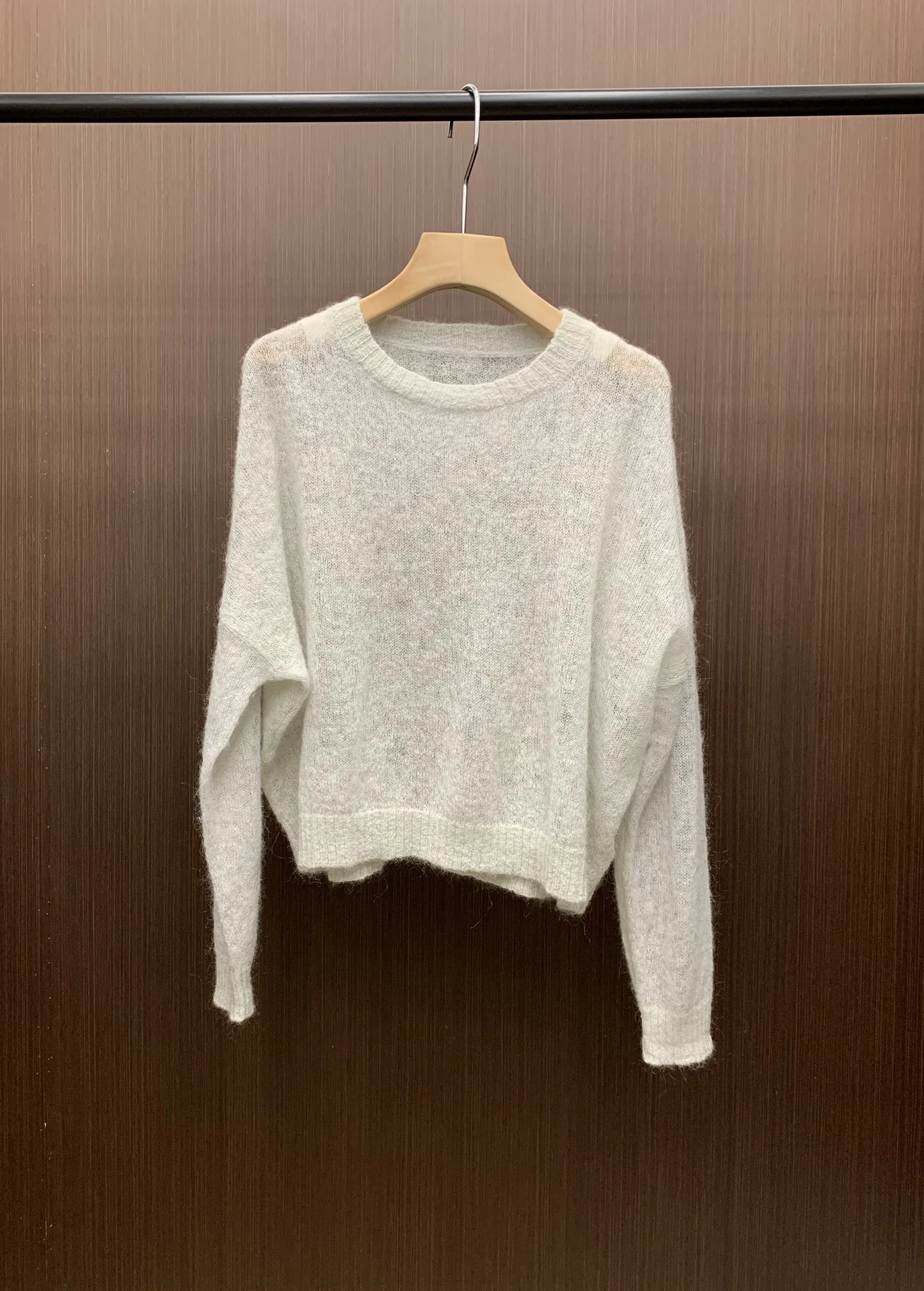 

Spring Summer 2024 B*C Women's Sweater Wool Mohair Blend Perspective Knitting Pullover Top For Female Woman's Clothing