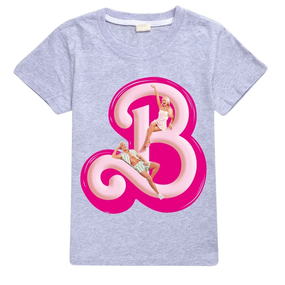 New Kawaii Barbie Kids Short Sleeve Summer Cartoon Boys Girls Soft O-Neck T Shirts Oversized Fashion Y2K White Tees Tops Gifts ﻿ 5