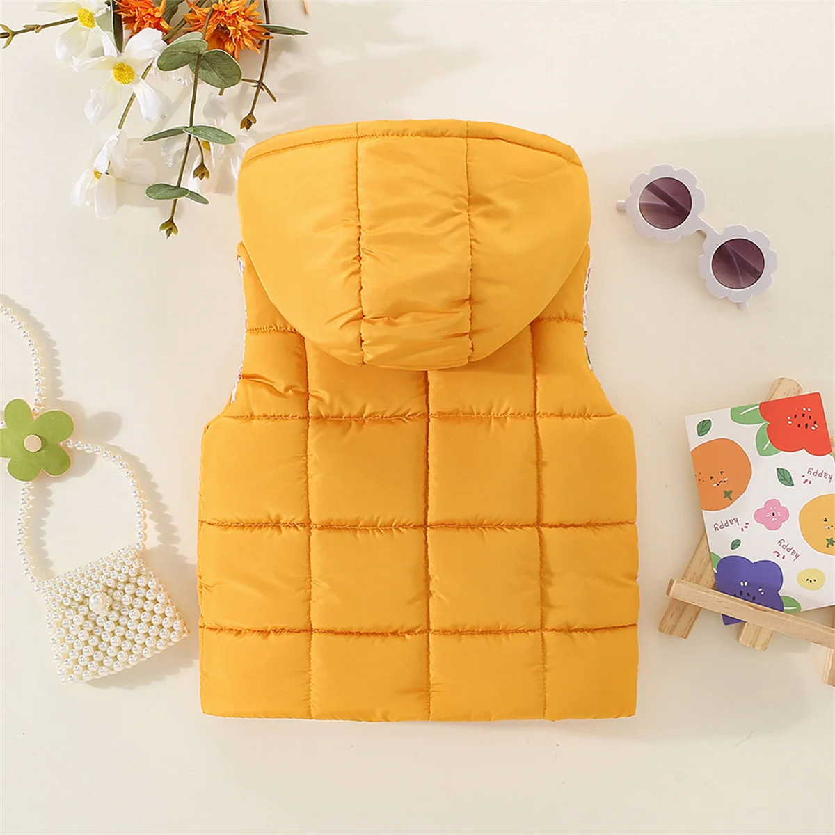 Autumn And Winter Girls' Cotton Vest Cartoon Clip Solid Hooded Sweet Bow Zipper Warm Coat baby girl jacket women vest children down vest
