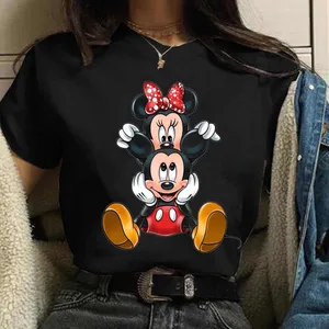 Fashion Mickey Minnie Mouse Disney T-shirt Women's Clothing Summer Short Sleeves Tops Casual Kawaii T Shirts Clothes