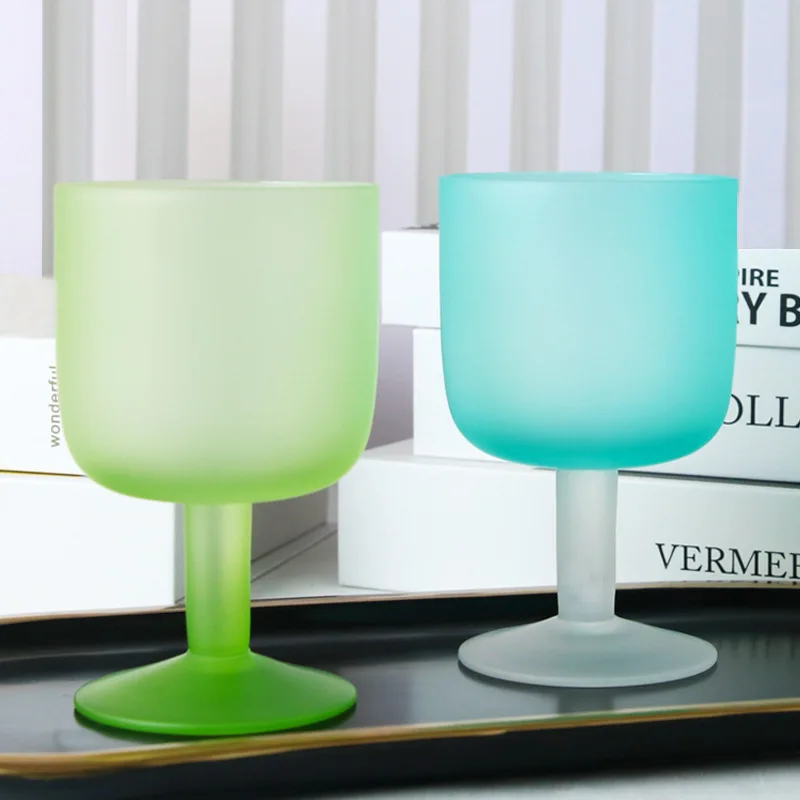 Frosted Glass Cup High-Looking Water Cups Simple Nordic Elegant Short Wine  Glasses Colored Retro Champagne Goblet Luxury Gift - AliExpress