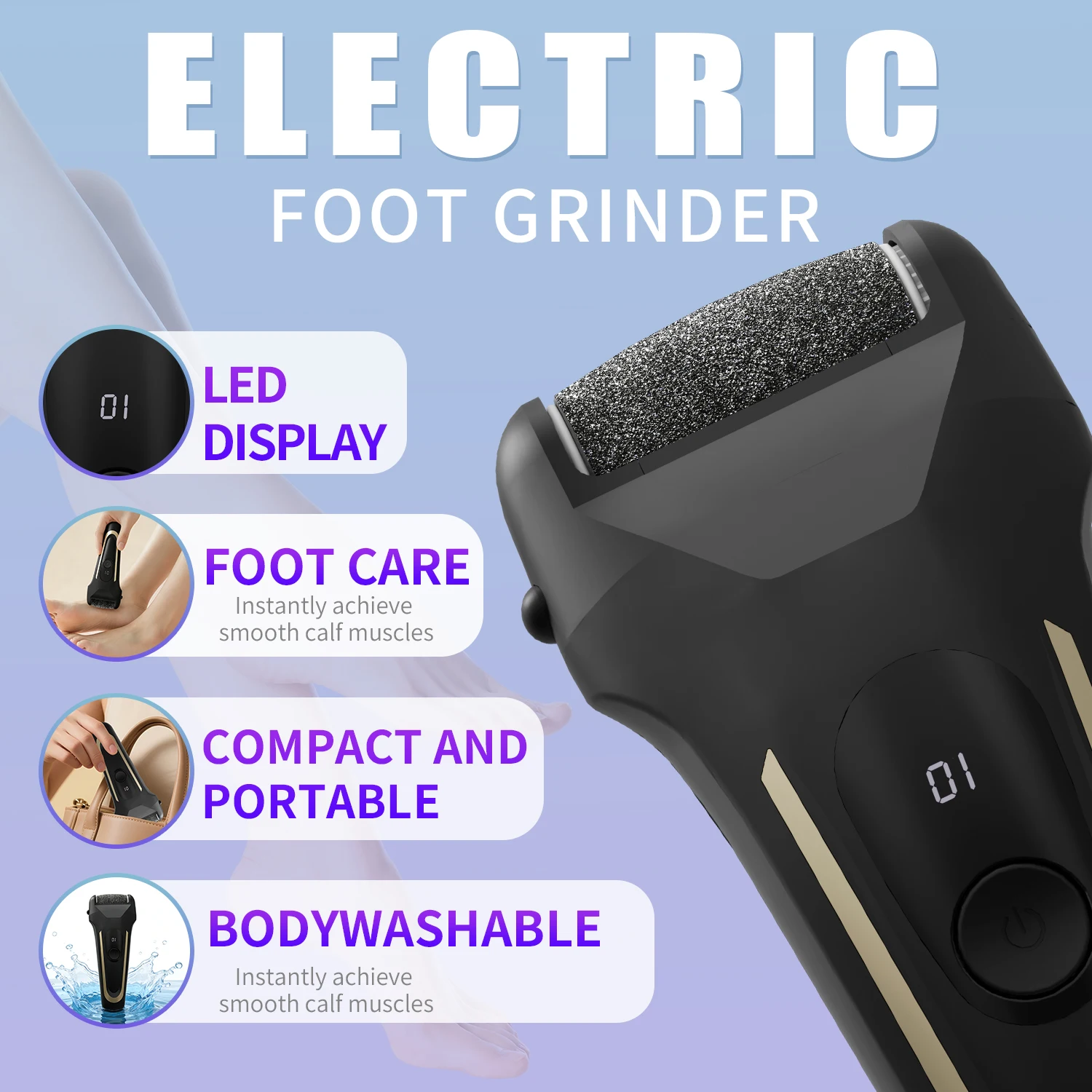 Electric Foot File Callus Remover For Smooth Feet Rechargeable_voghion.com