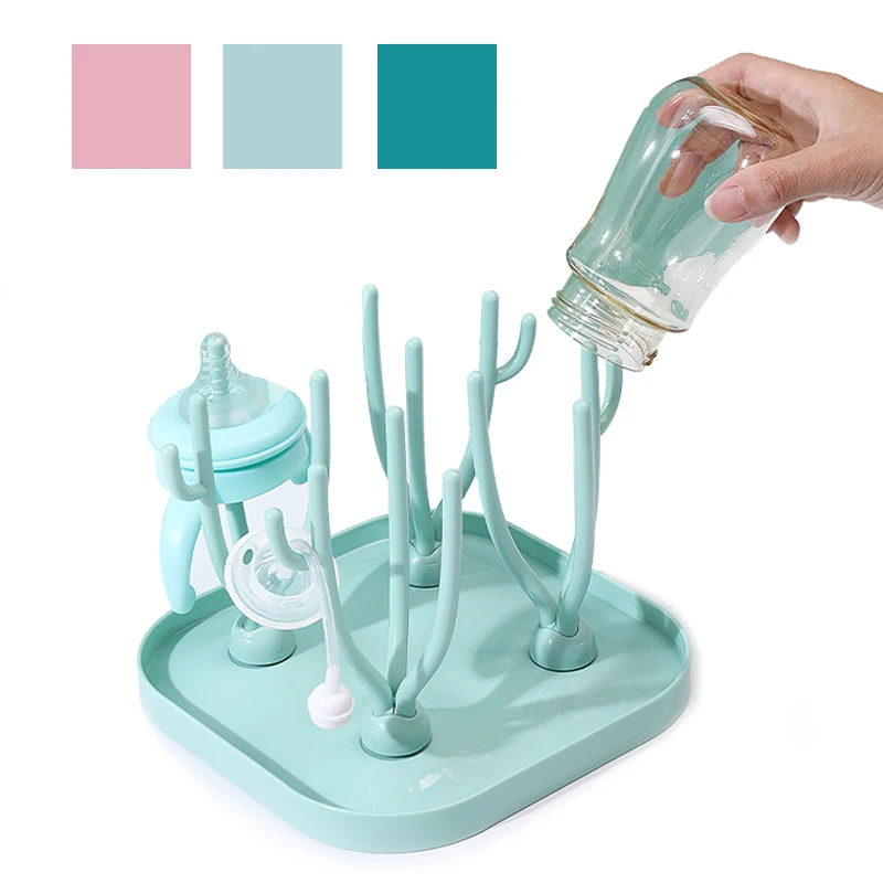 New Bottle Dry Rack Baby Bottle Drain Drying Racks Blue Pink Baby Cleaning Dryer Drainer Storage Drying Rack